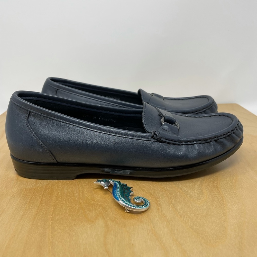 SAS Jewel Blue Leather Comfort Loafer 10 1/2 Wide